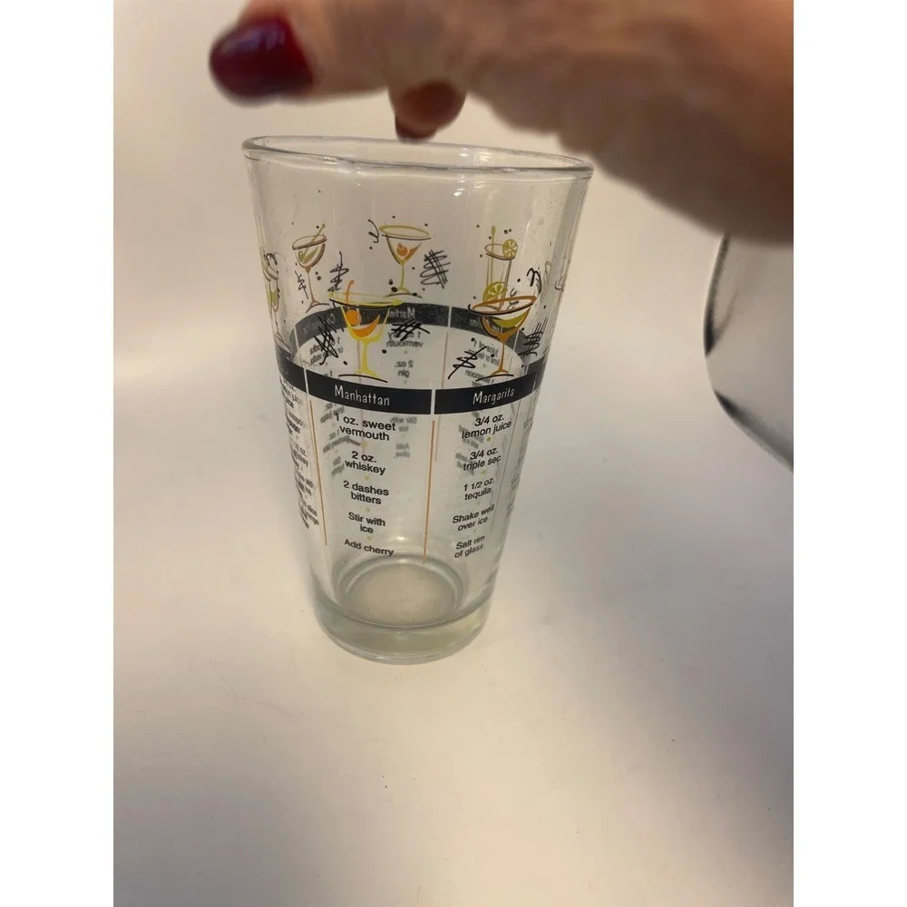 Vintage 90s Libbey Barware Cocktail Recipe Tumbler Mixed Drink Glass Man Cave VG